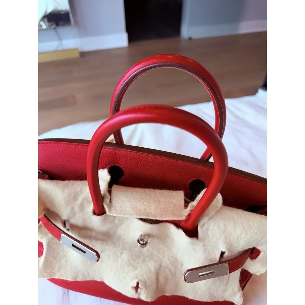 Hermes Birkin 30 Vibrant Red Epsom Palladium PHW Stamp X 2016